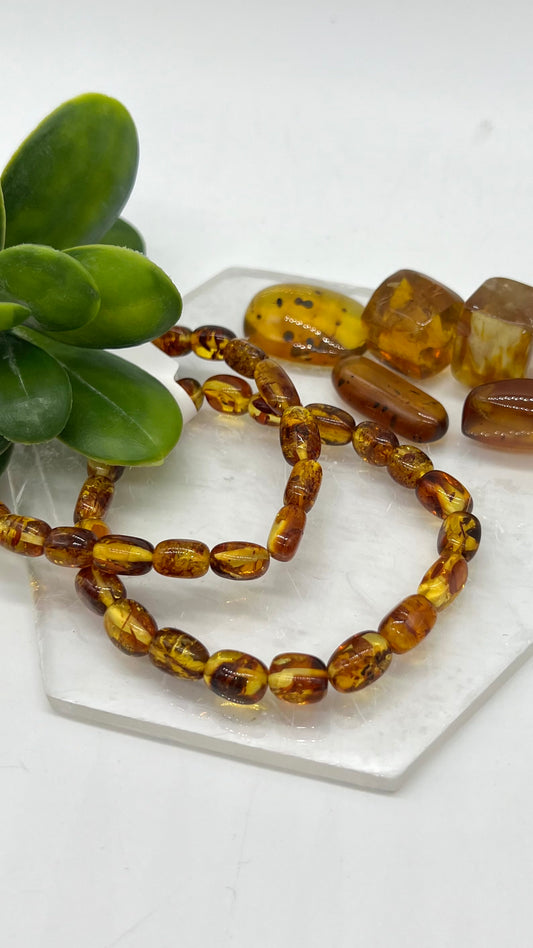 Free Form Amber Bracelet - Abundance, Creativity, Courage, Self Confidence