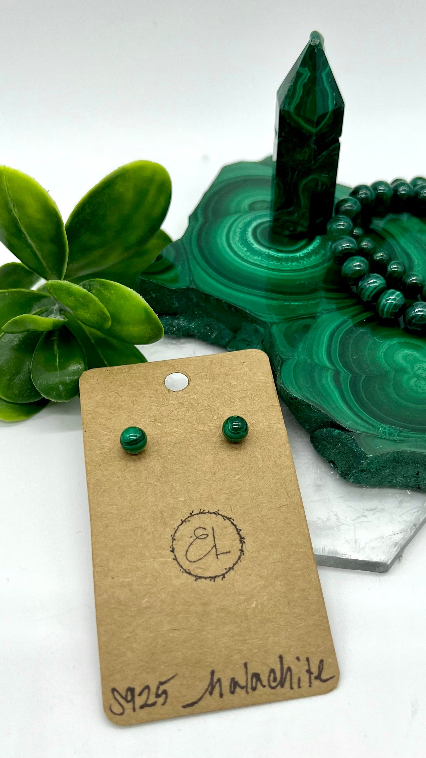 Malachite Earrings - Trauma, Travel, Creativity, Balance, Protection, Confidence
