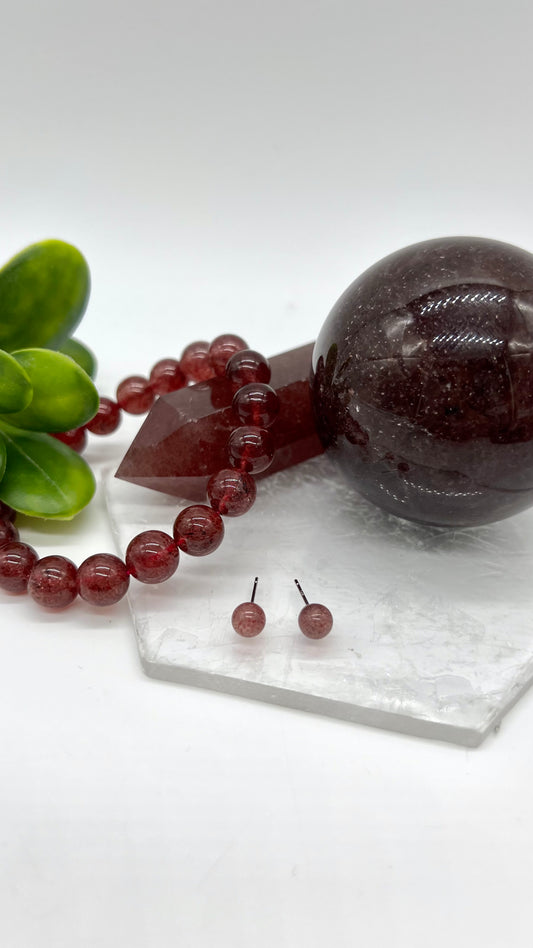 Strawberry Quartz Earrings - Love, PTSD, Grief, Fertility, Depression