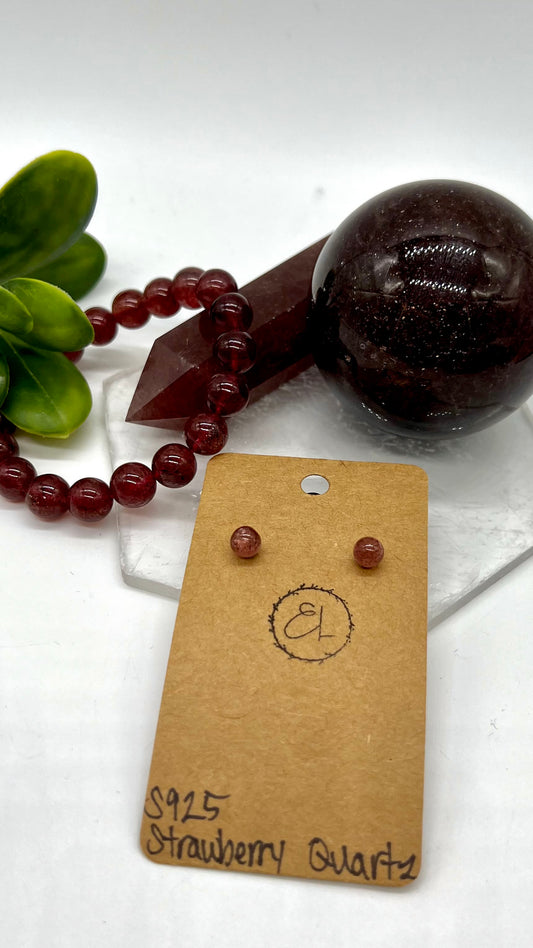 Strawberry Quartz Earrings - Love, PTSD, Grief, Fertility, Depression