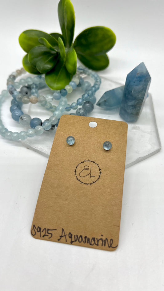 Aquamarine Earrings - Courage, Calming, stress relief, Intuition