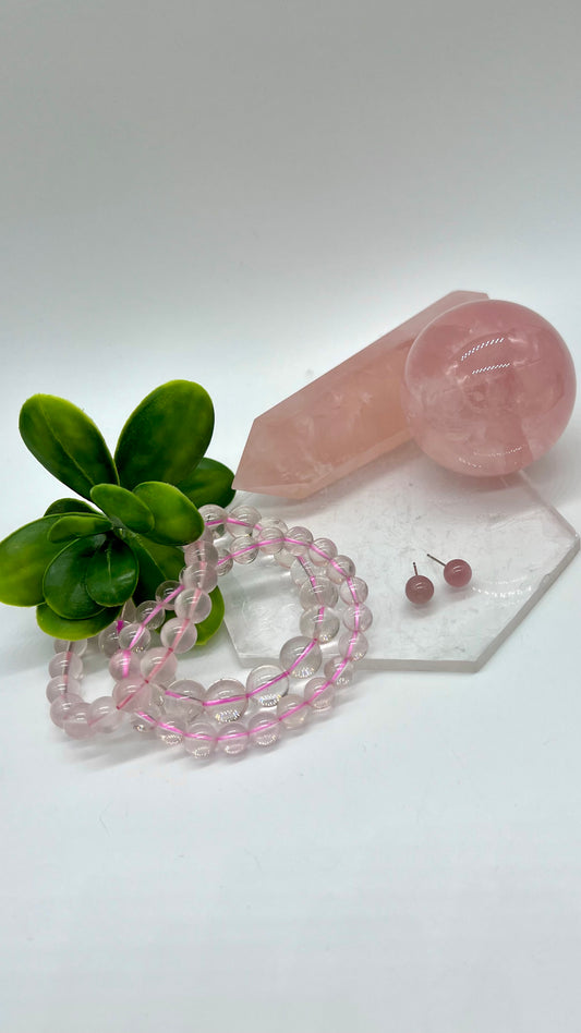 Madagascar Rose Quartz Earrings - Unconditional Love, Soothing, Forgiveness, Lifts Depression, Self Love