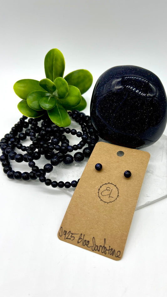 Blue Sandstone Earrings - Success, Luck, Confidence, Motivation