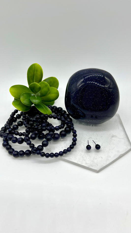 Blue Sandstone Earrings - Success, Luck, Confidence, Motivation