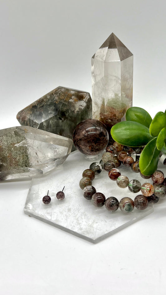 HQ Garden Quartz Earrings - Cleansing, Healing, Energy, Focus, Balance