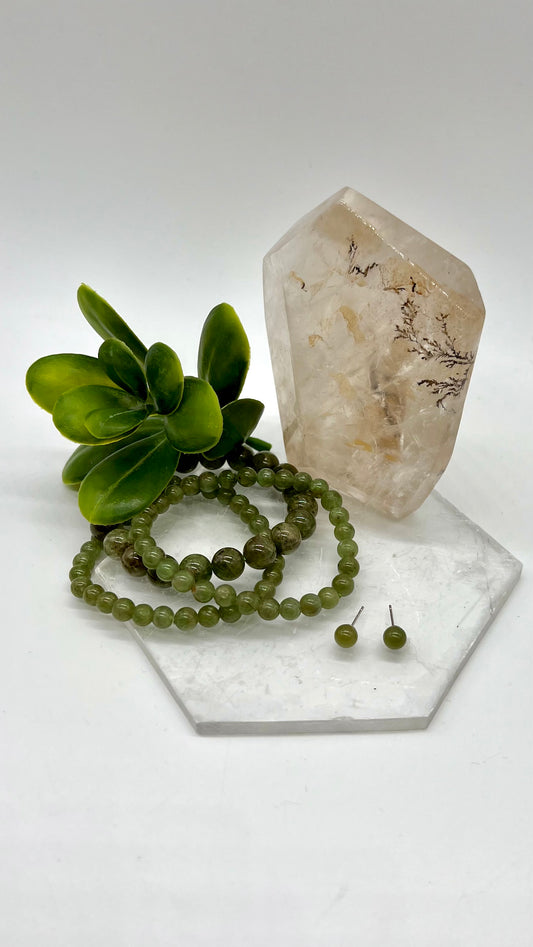 Green Apatite Earrings - Calm, Soothing, Stress Relief, Communication, Suppress Hunger