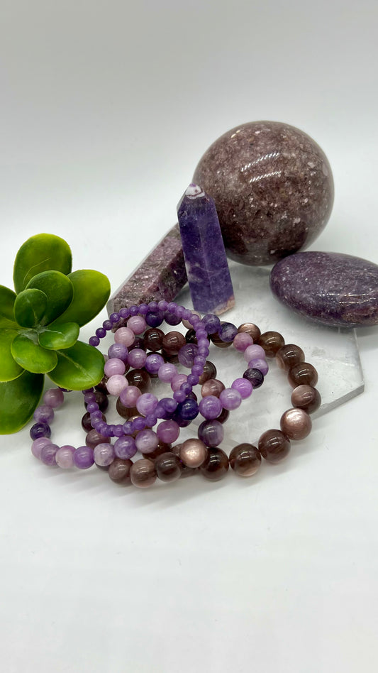 Lepidolite Bracelet - Stress Relief, Calming, Love, Anxiety, Joy, Balance