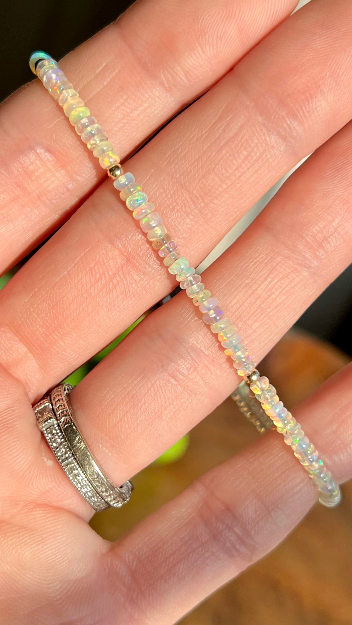 Genuine Ethiopian Welo Opal Bracelet in 14k Gold Bracelet