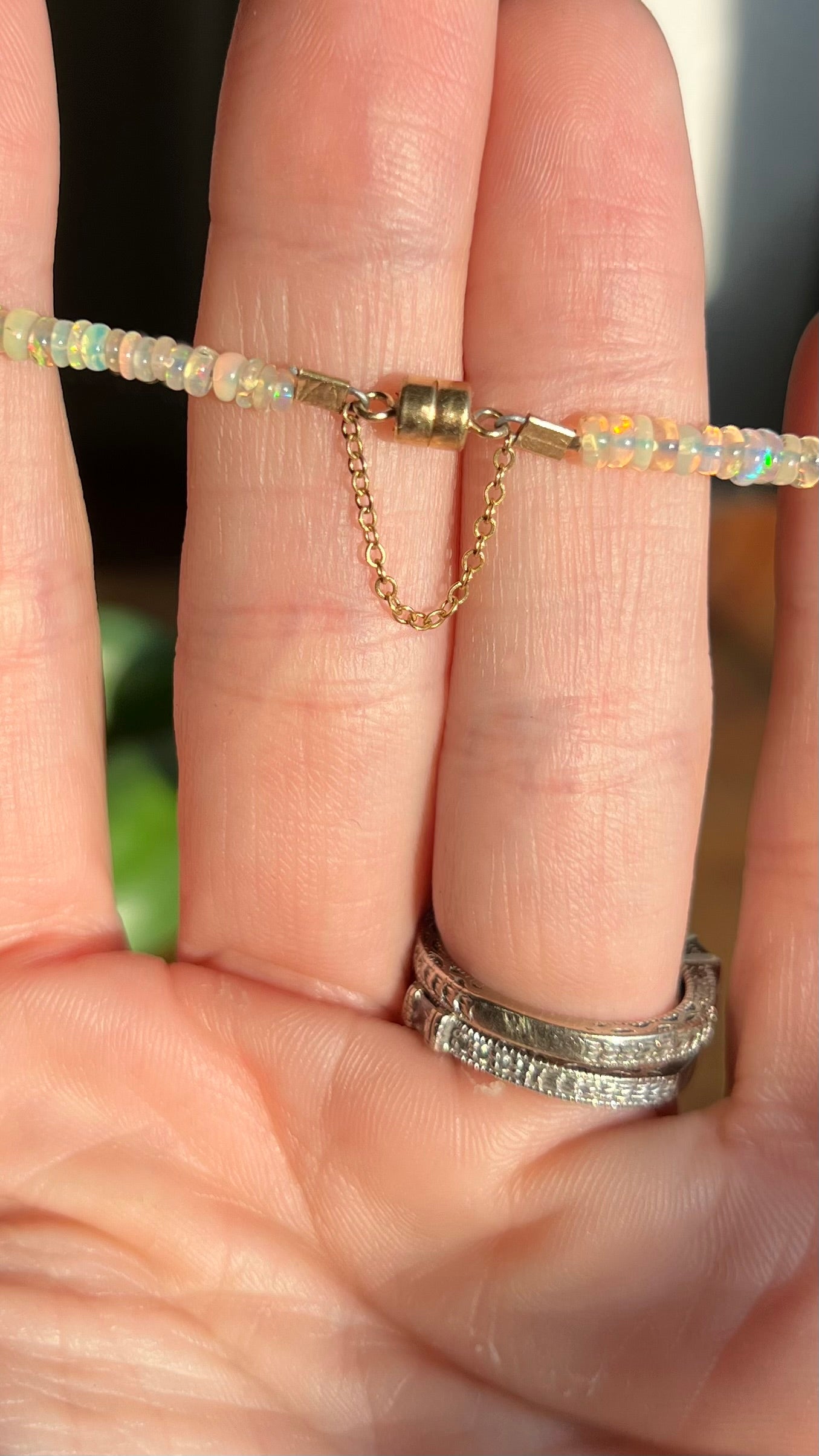 Genuine Ethiopian Welo Opal Bracelet in 14k Gold Bracelet