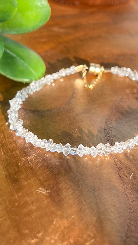 Genuine Herkimer Diamond DT Bracelet in 14k Gold Bracelet