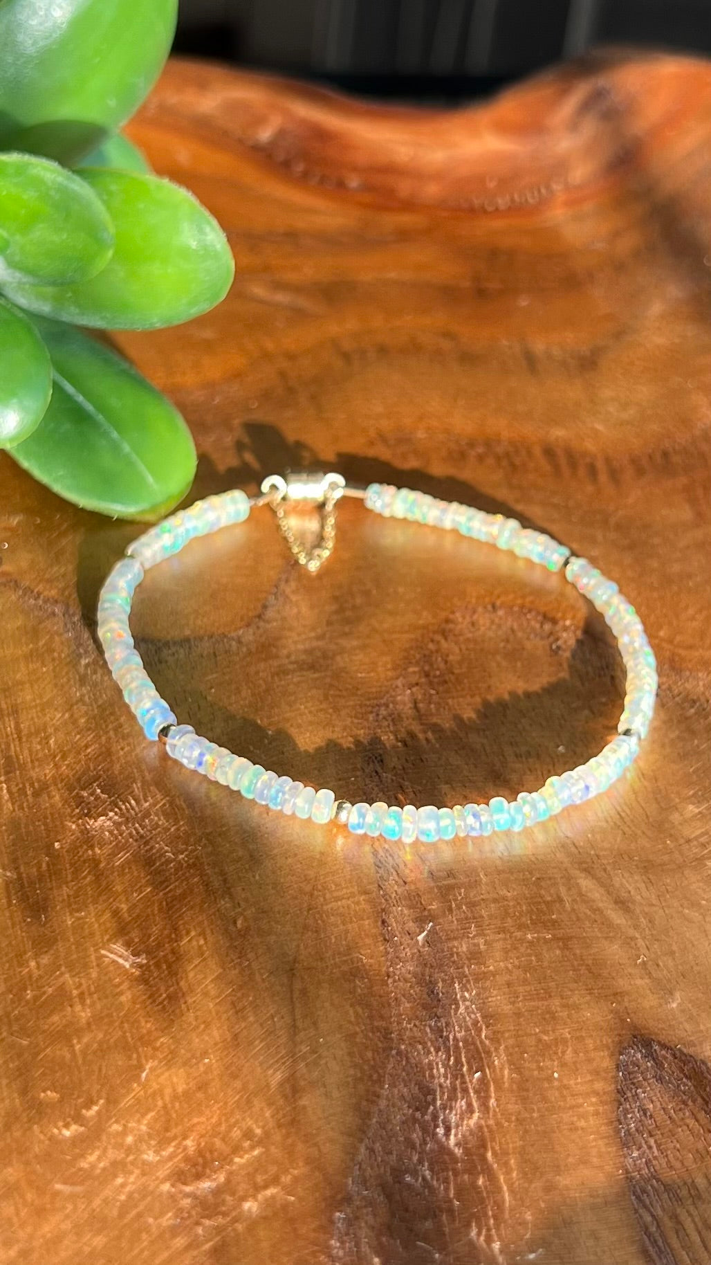 Genuine Ethiopian Welo Opal Bracelet in 14k Gold Bracelet