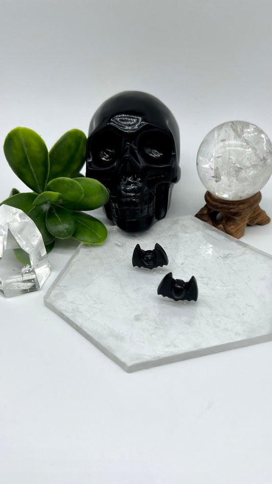 Mini Obsidian Bat Carving