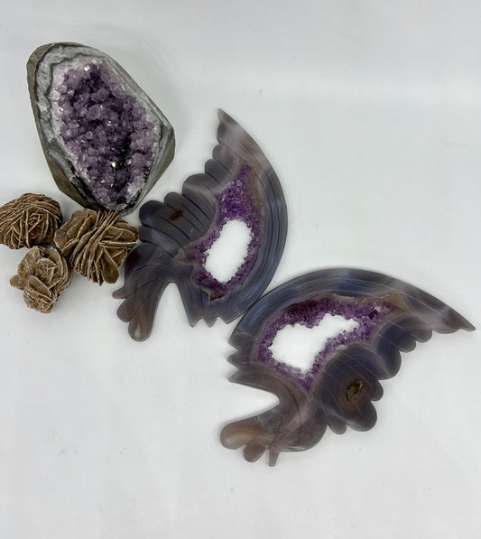 Amethyst Druzy Agate Butterfly