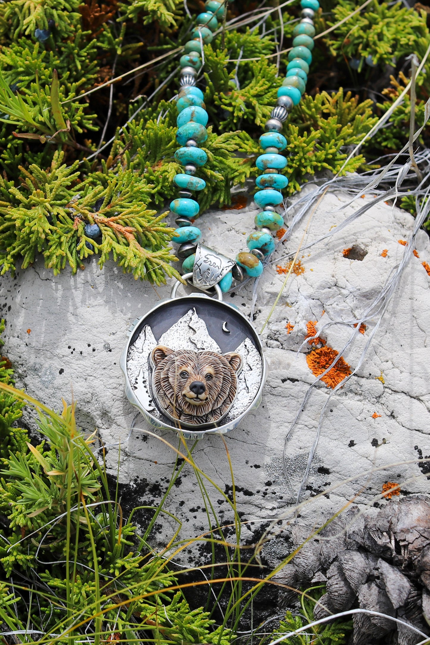 Porcelain Grizzly Bear Pendant | Montana Collection