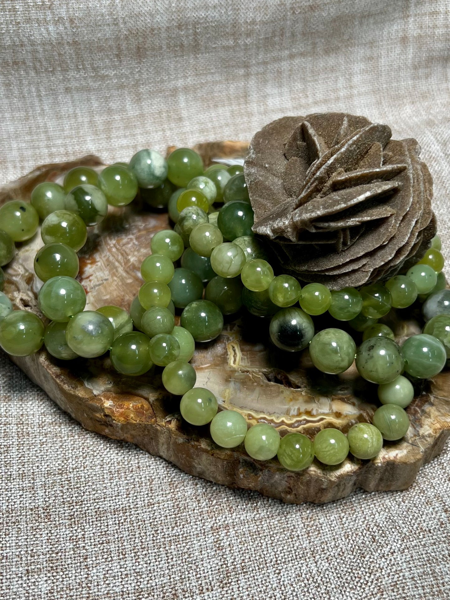 Serpentine/Xiu Yan Jade Bracelet - Ease Depression, Grounding, Protection, New Beginnings