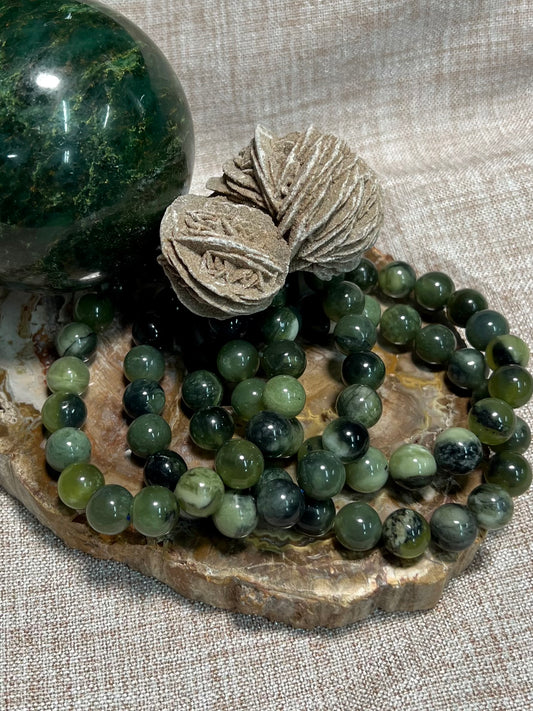 Dark Serpentine/Xiu Yan Jade Bracelet - Ease Depression, Grounding, Protection, New Beginnings