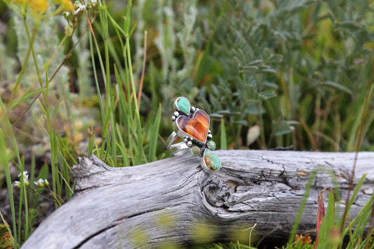 Montana Agate & Kingman Turquoise Split Shank Ring | Montana Collection