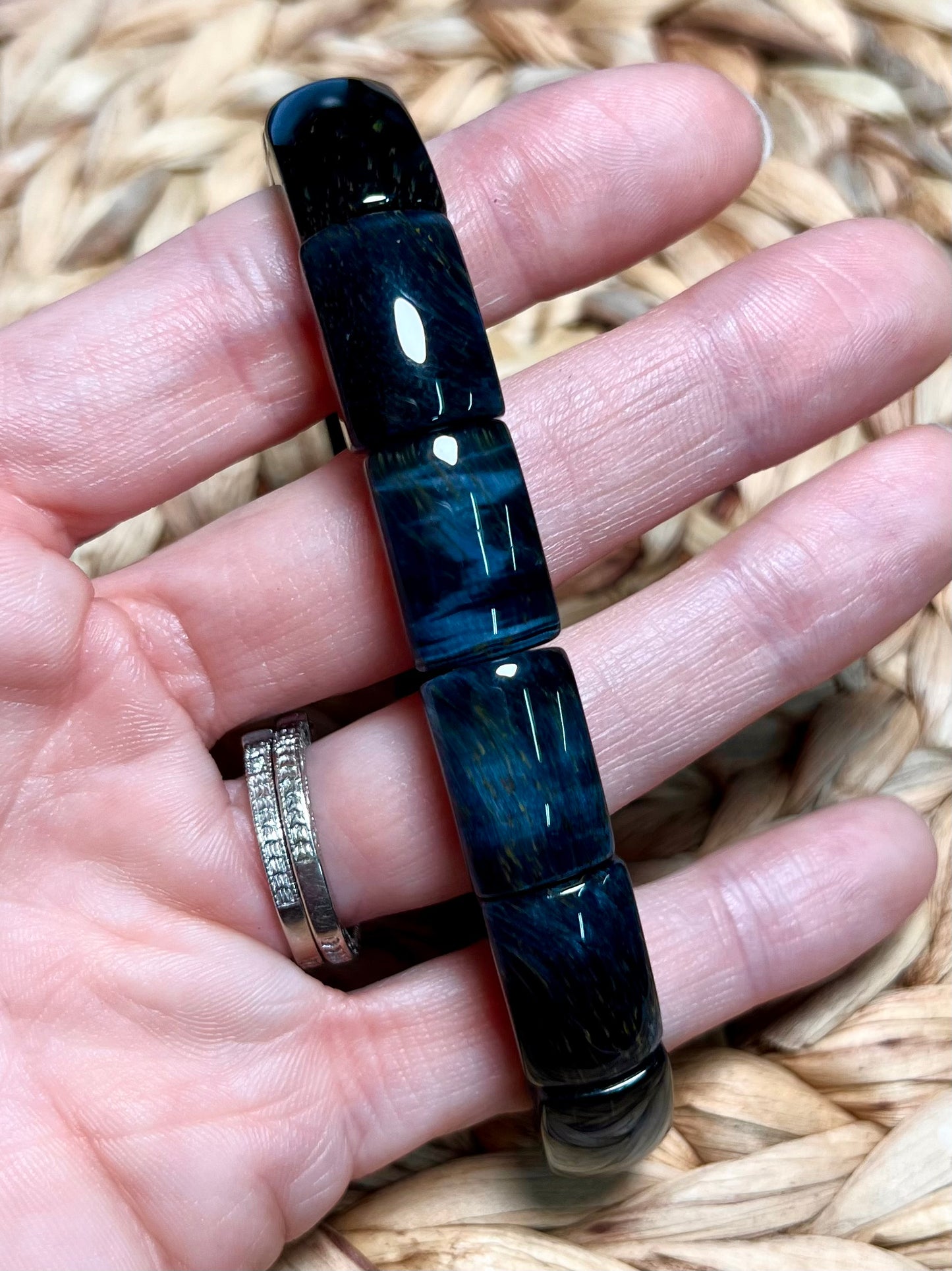 Blue Tigers Eye Bracelet - Creativity, Manifestation, Power, Intuition, Dreams, Focus, Awareness