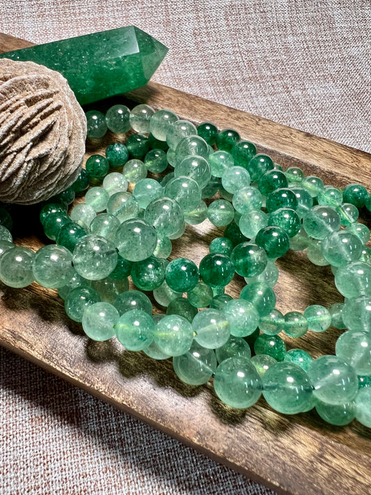 Green Strawberry Quartz Bracelet - Strong Friendships, Tranquility, Love, PTSD, Depression