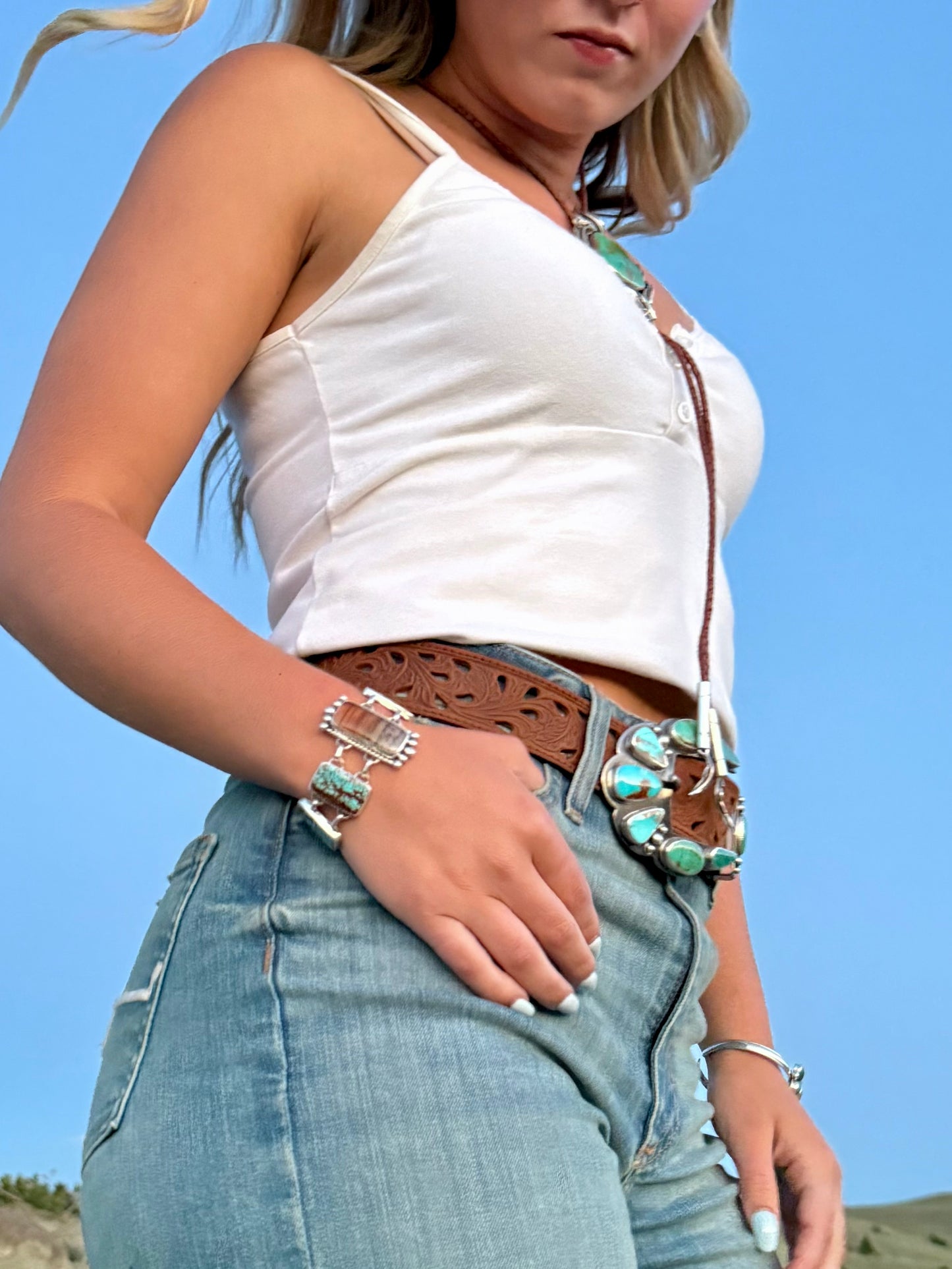 Montana Agate & Number 8 Turquoise Sterling Silver Bracelet | Montana Collection