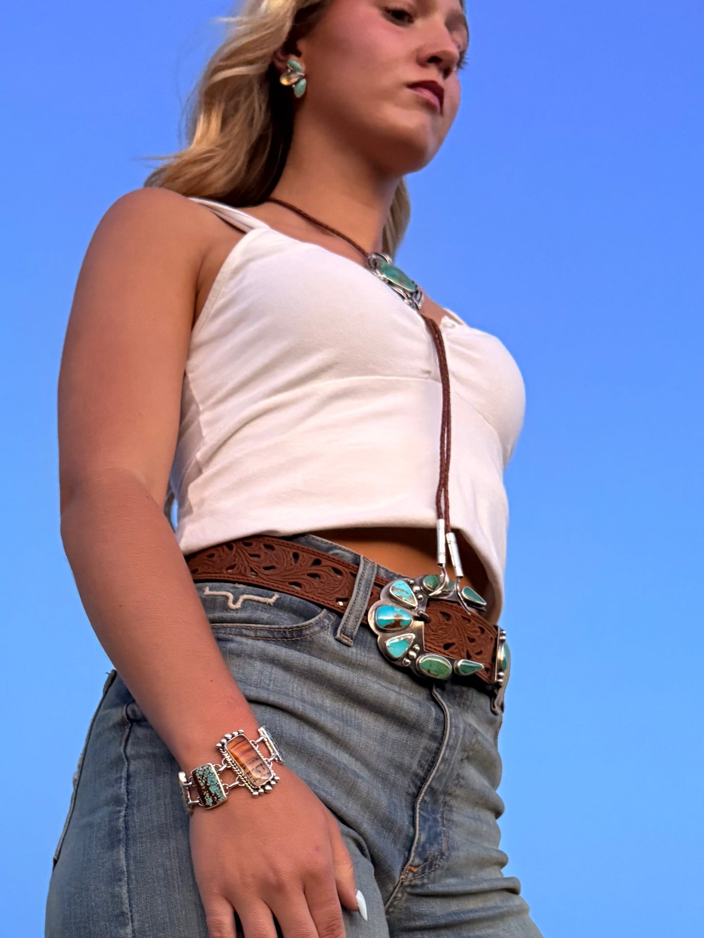 Montana Agate & Number 8 Turquoise Sterling Silver Bracelet | Montana Collection