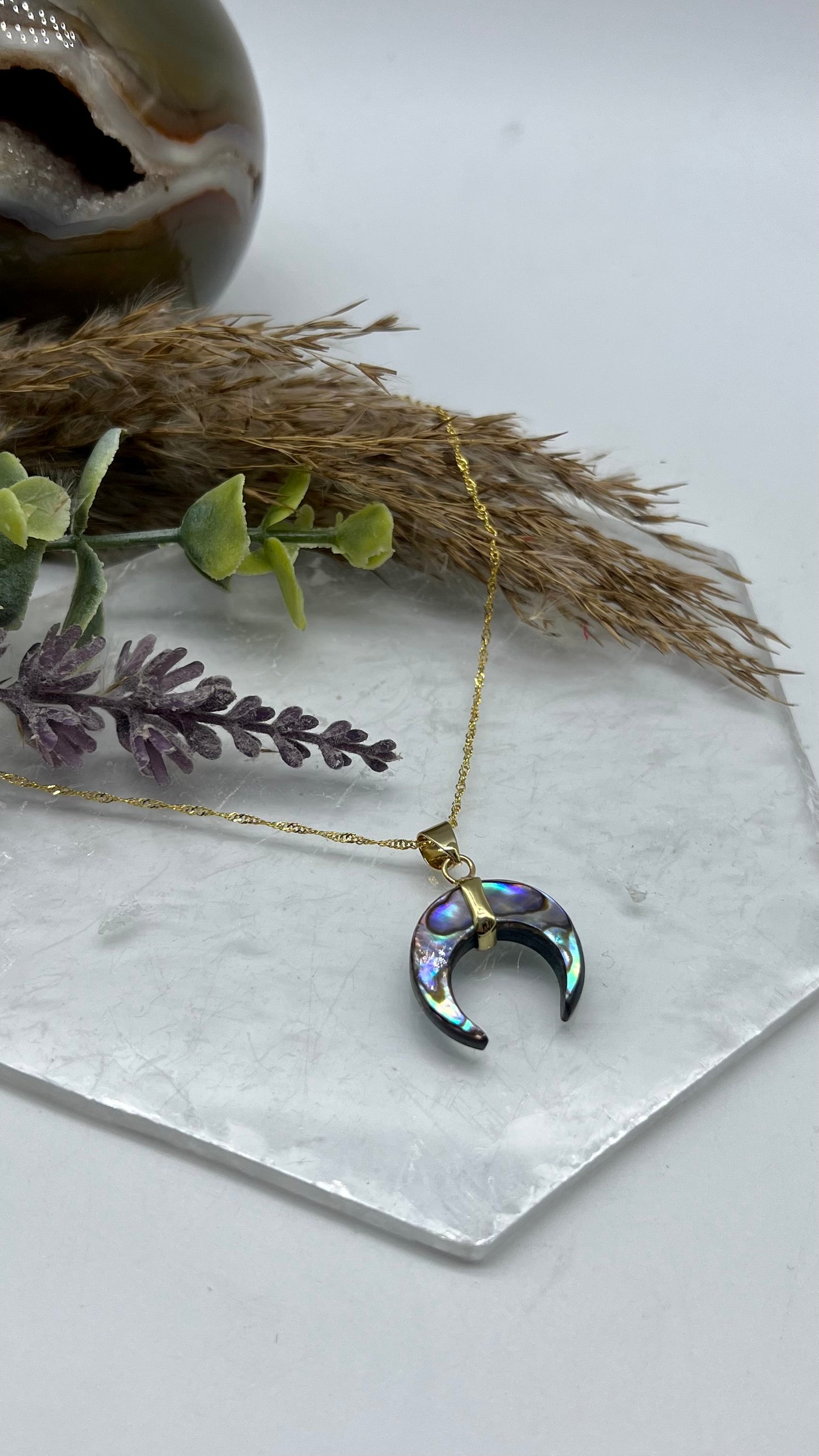 Abalone Shell Crescent Necklace