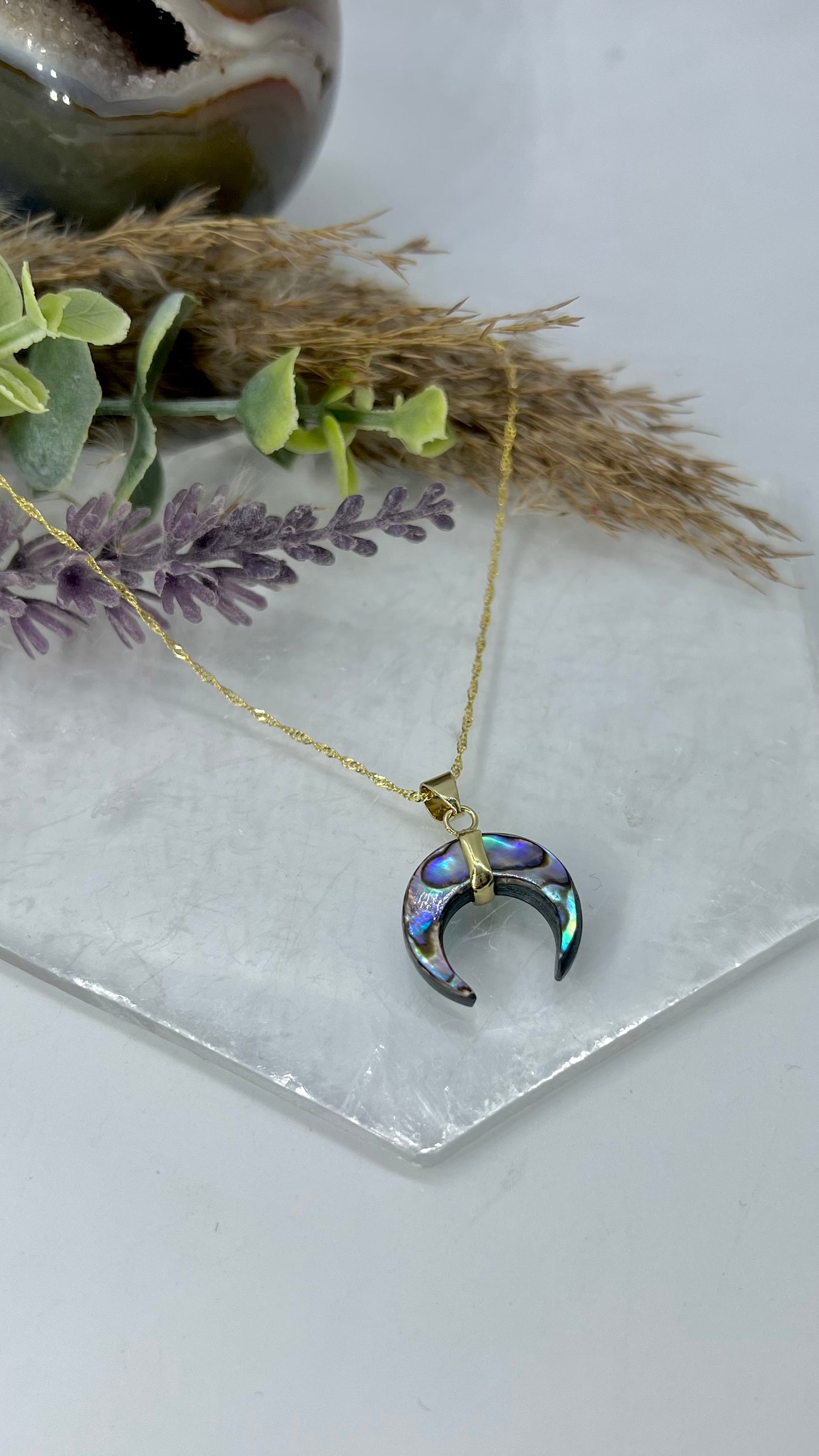 Abalone Shell Crescent Necklace