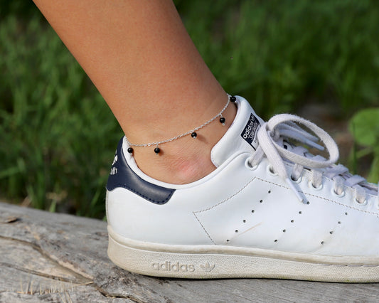 Black Obsidian Anklet - New Beginnings, Blocks Negativity, Protection, Purification, Transformation.