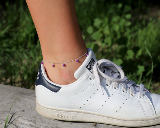 Lepidolite Anklet - Stress Relief, Calming, Love, Anxiety, Joy, Balance