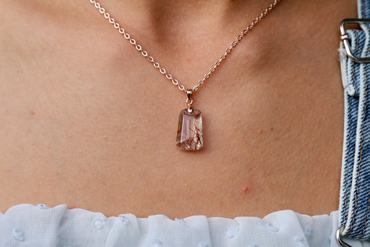 Copper Rutilated Quartz Necklace