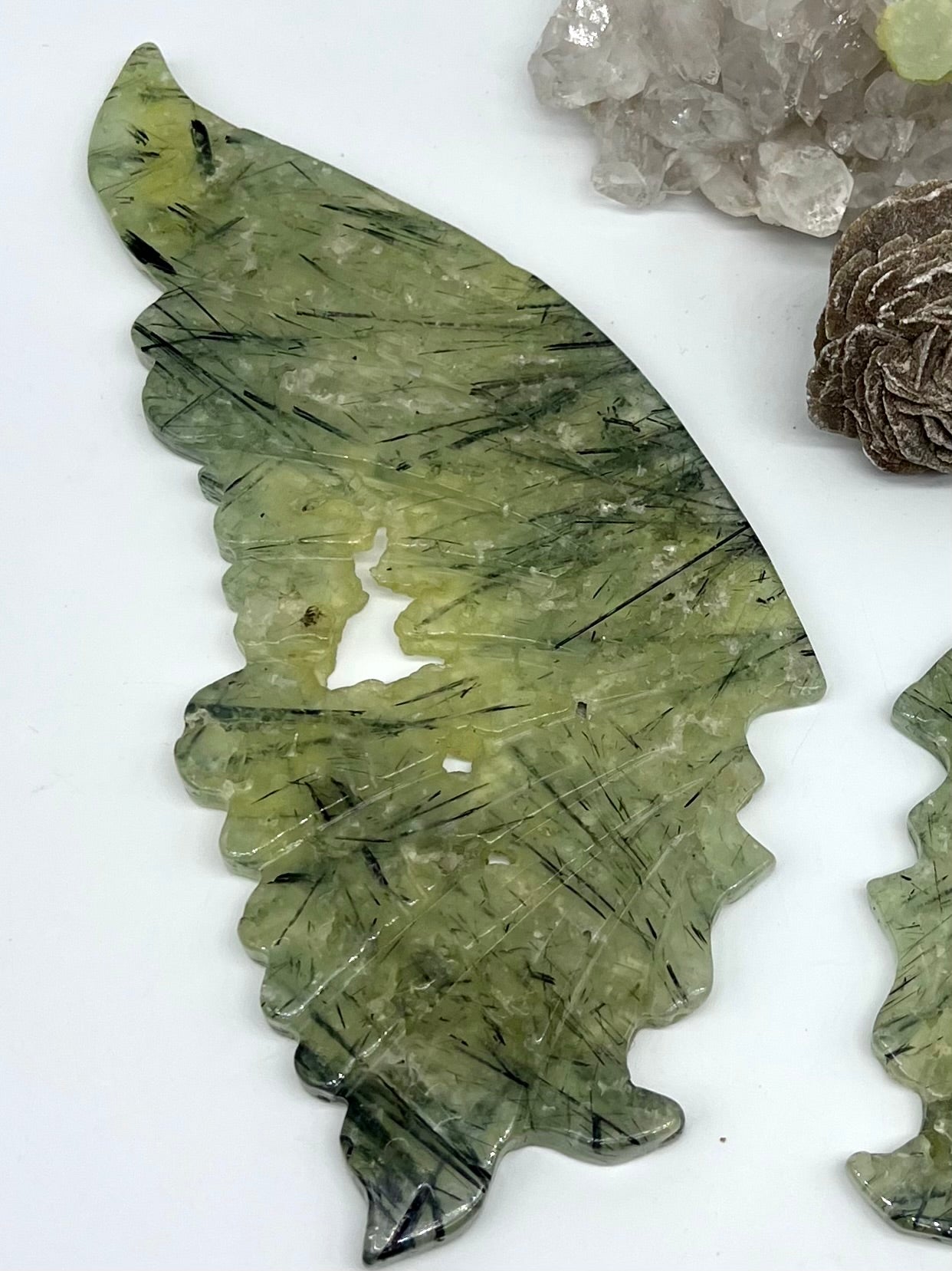 Large Prehnite Druzy Butterfly with Stand