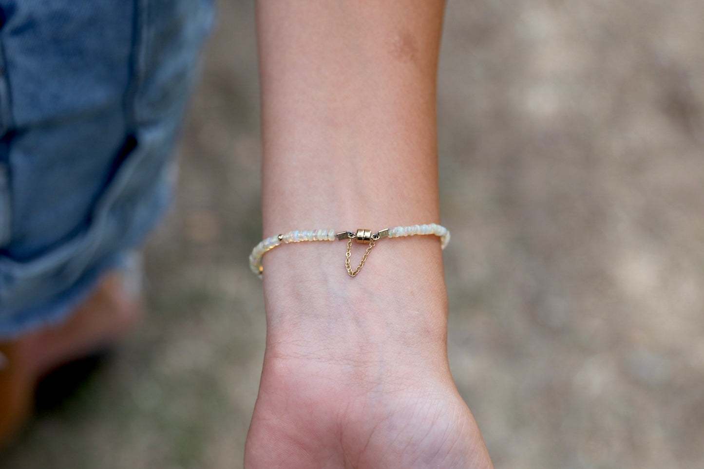 Genuine Ethiopian Welo Opal Bracelet in 14k Gold Bracelet