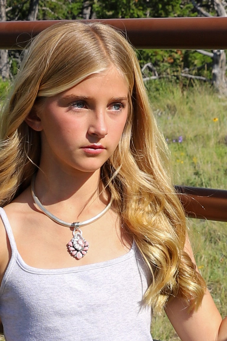 Wild Horse & Pink Conch Sterling Silver Pendant | Montana Collection