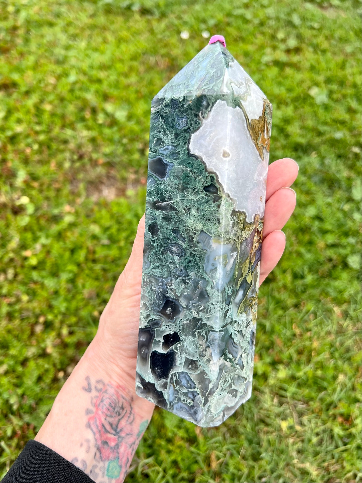 Blue Moss Agate Tower