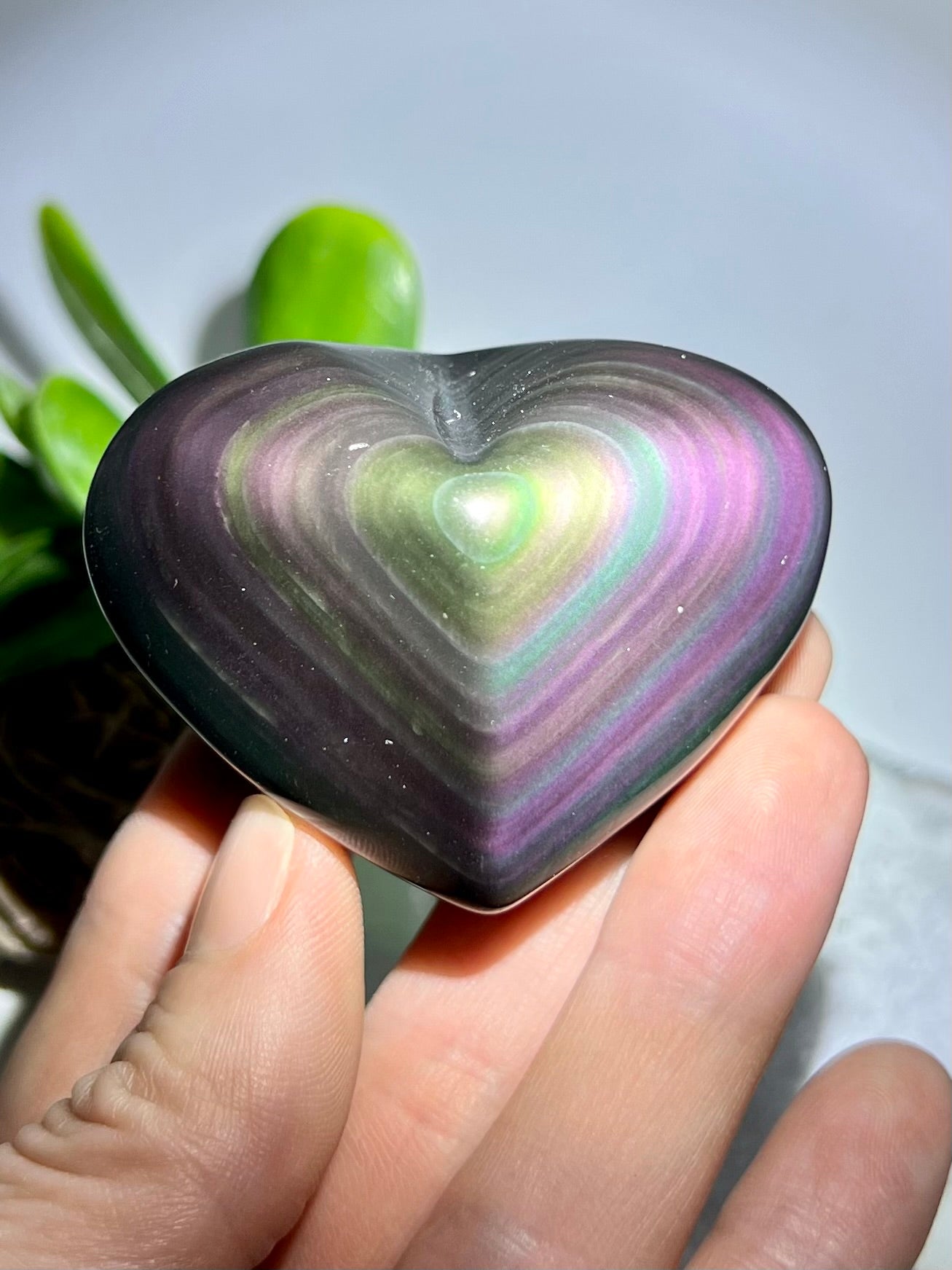 Rainbow Obsidian Pointed Heart