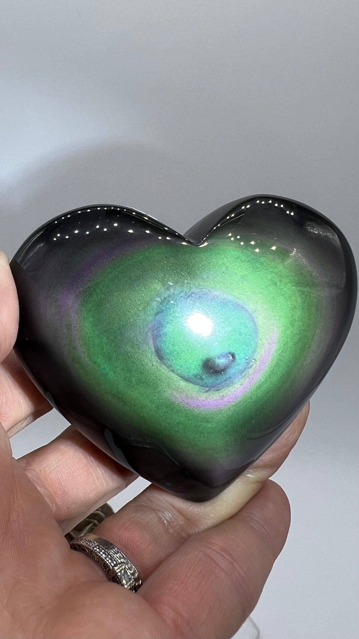 Rainbow Obsidian Puffy Heart