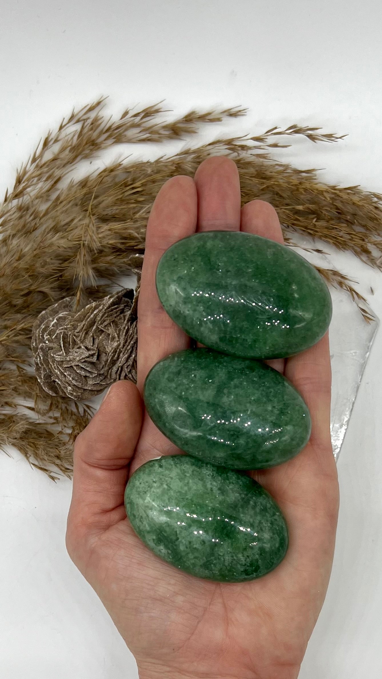 Green Strawberry Quartz Premium Palm Stone