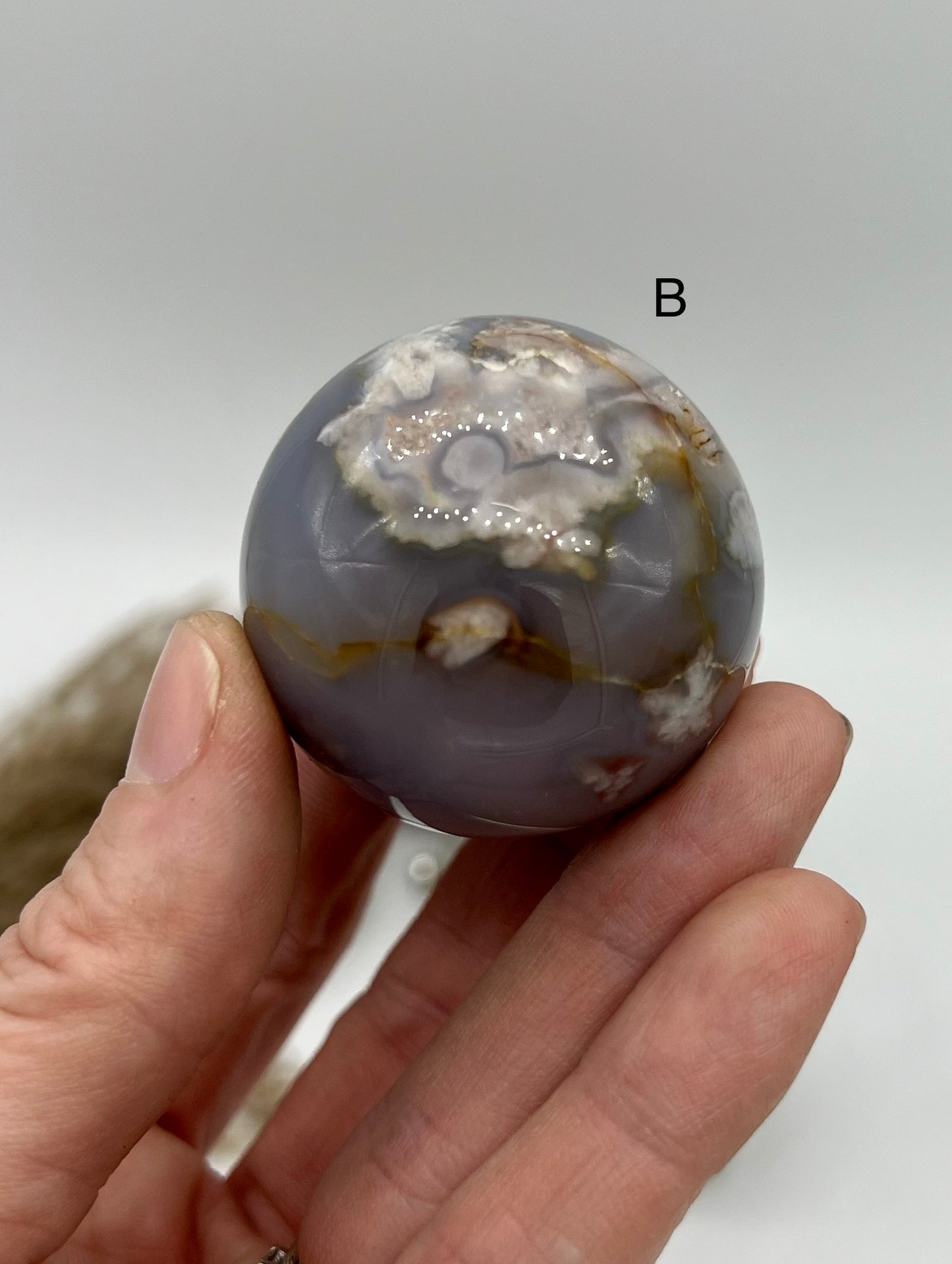 Black Flower Agate Sphere