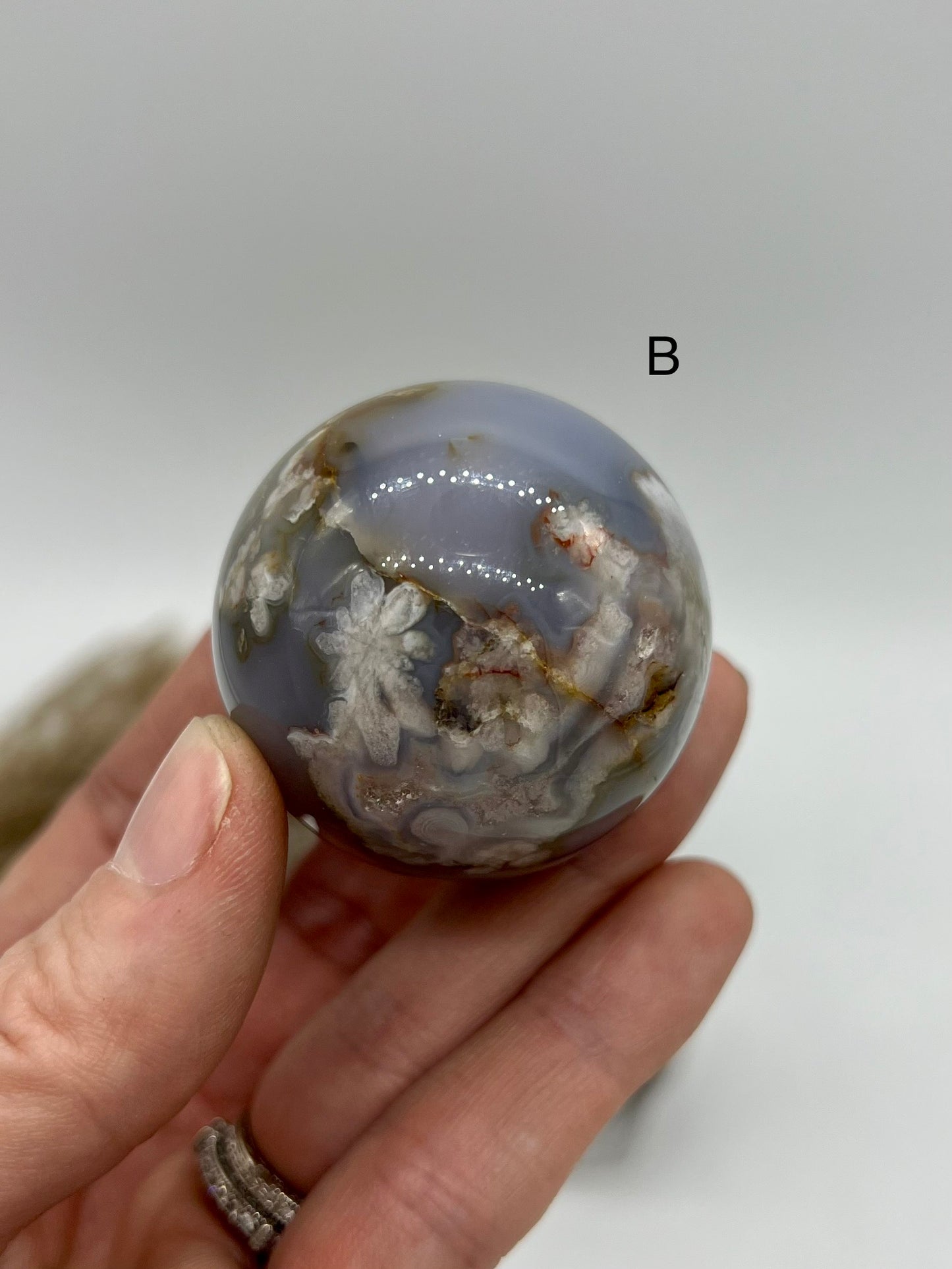 Black Flower Agate Sphere
