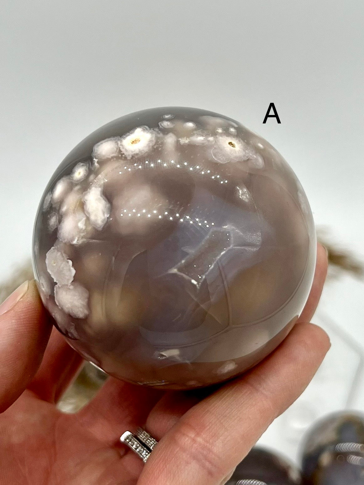 Black Flower Agate Sphere