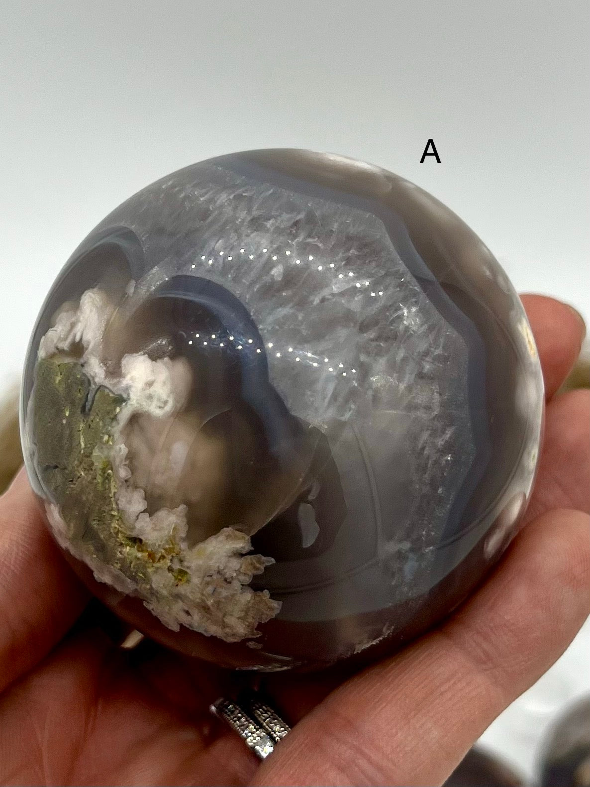 Black Flower Agate Sphere