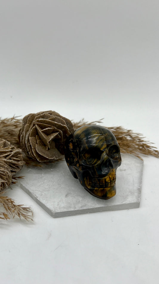 Blue Tigers Eye Skull Medium