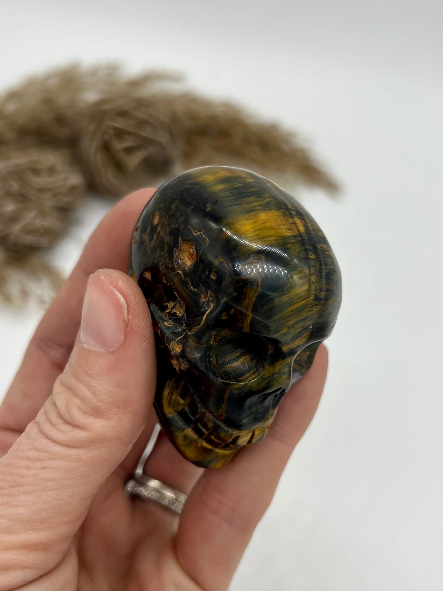 Blue Tigers Eye Skull Medium