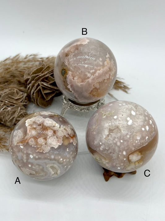 Pink Amethyst Flower Agate Sphere