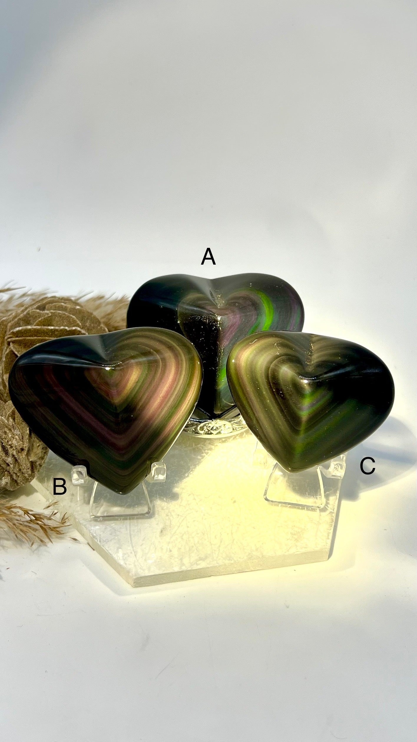 Rainbow Obsidian Pointed Heart