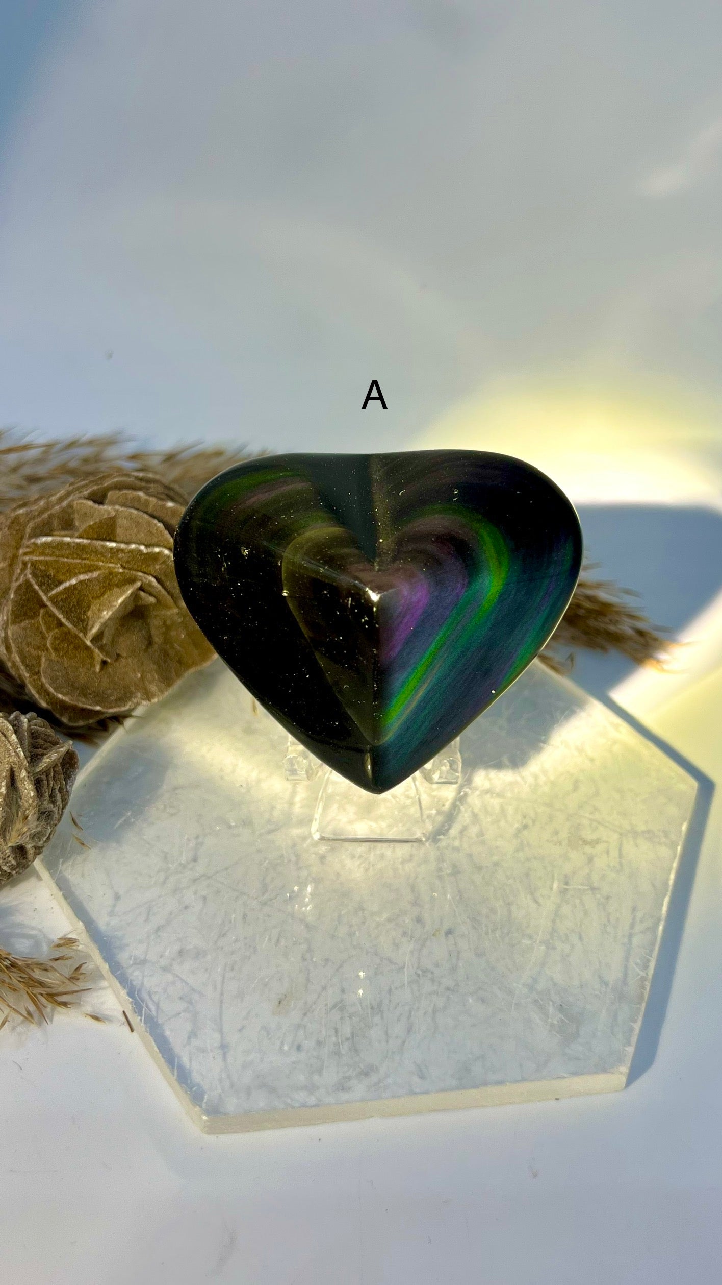 Rainbow Obsidian Pointed Heart