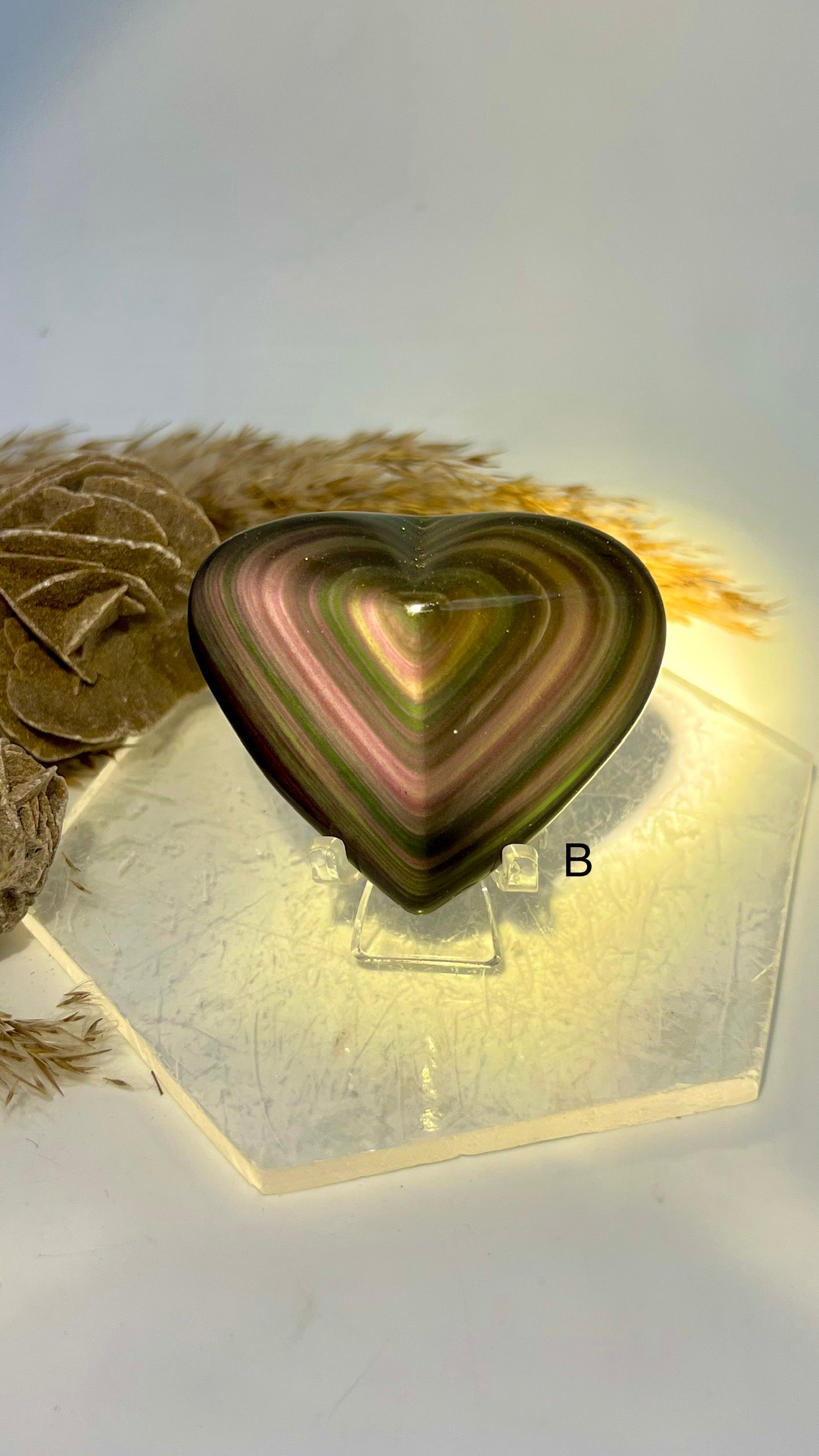 Rainbow Obsidian Pointed Heart