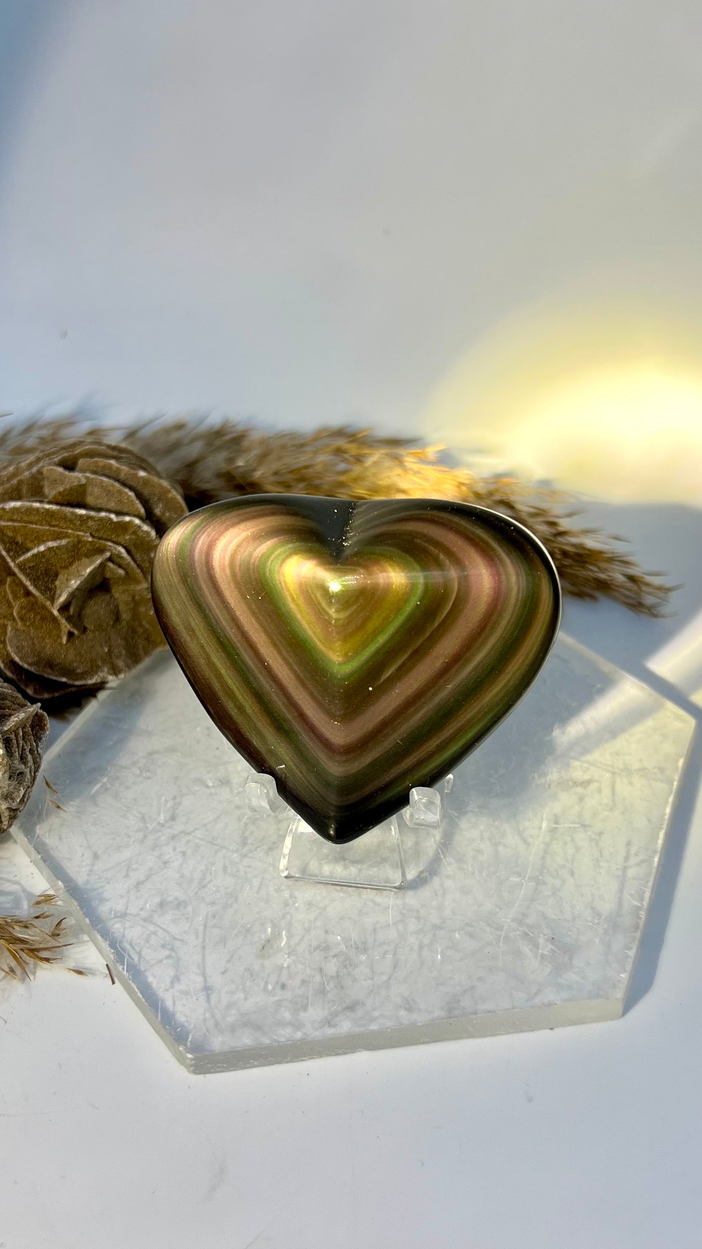 Rainbow Obsidian Pointed Heart