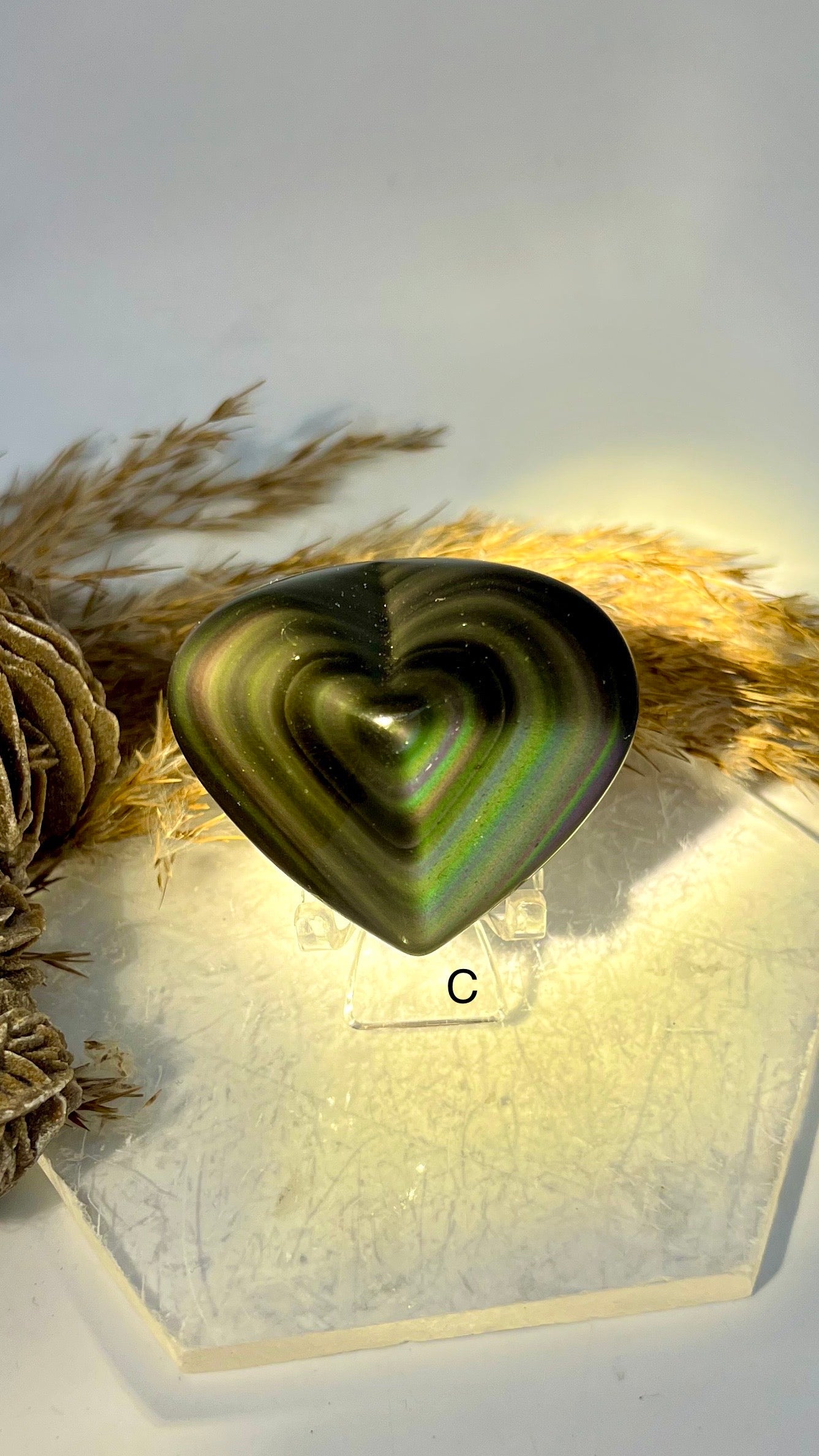 Rainbow Obsidian Pointed Heart