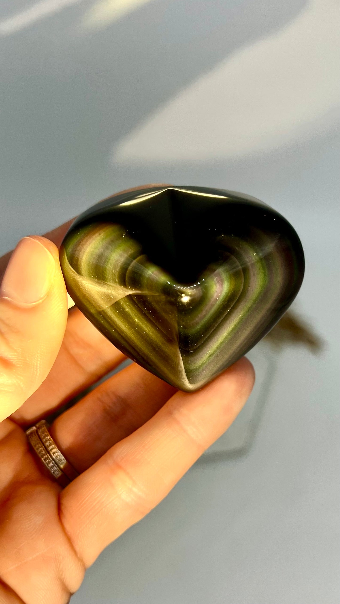 Rainbow Obsidian Pointed Heart